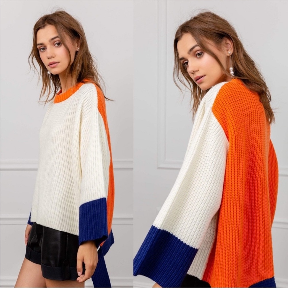J.ING Jacky Color Block Oversized Wool Sweater - image 4